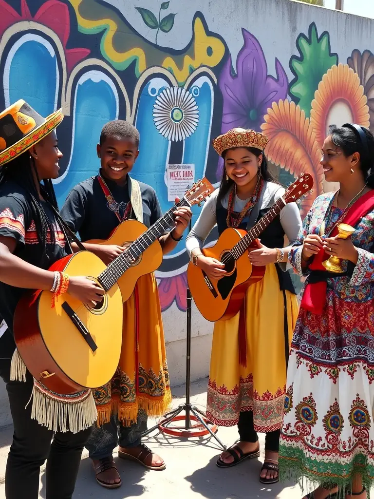 An image of BFAD members engaging in a cultural exchange program with another musical group, highlighting the academy's commitment to cultural enrichment and collaboration.