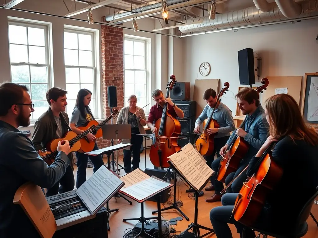 A heartwarming photo of BFAD members collaborating and laughing during a rehearsal, emphasizing the strong sense of community and camaraderie.
