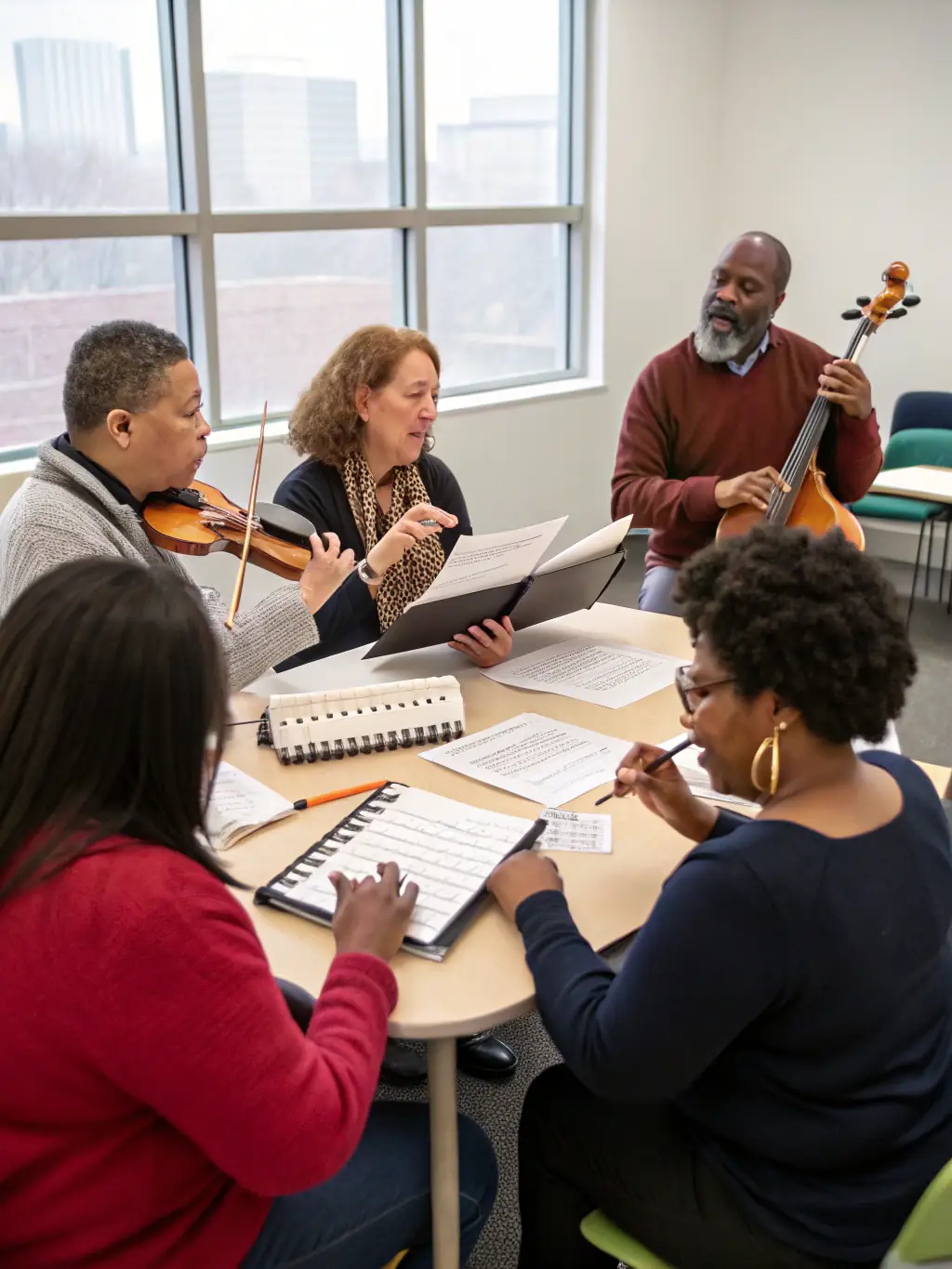 A group of BFAD members participating in a music workshop led by a guest instructor, demonstrating their commitment to continuous learning and improvement.